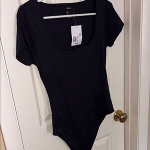 Forever 21 Black Fitted Bodysuit with Classic Neckline